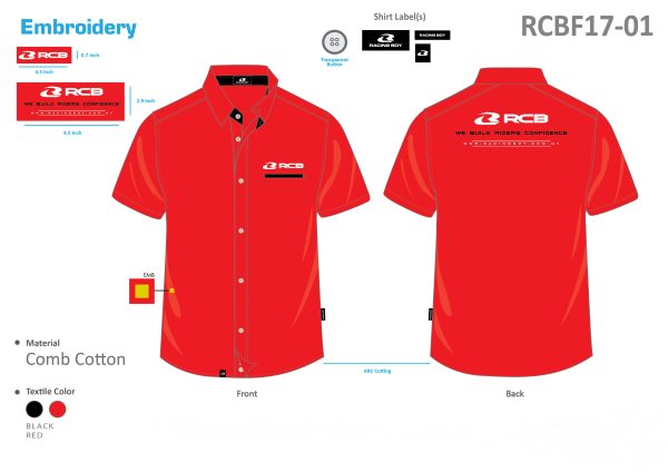 Racing Boy (RCB) - Πουκαμισο RCB (RACING BOY) F1 Uniform κοντομανικο κοκ L
