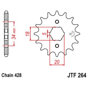JT sprockets&chains - Sprocket front 264.15 Honda XLR250 15T JT