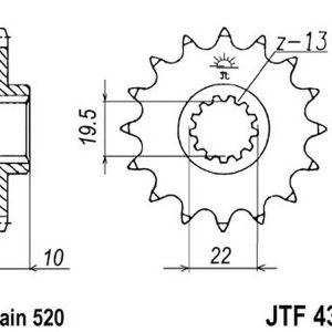 JT sprockets&chains - Γραναζι εμπρος 432.15 Suzuki DR200/DR350 15T JT