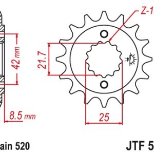 JT sprockets&chains - Γραναζι εμπρος 512.17 Kawasaki KLE500 96-02/ER500 17Δ JT (=1512 JT ΙΔΙΟ)