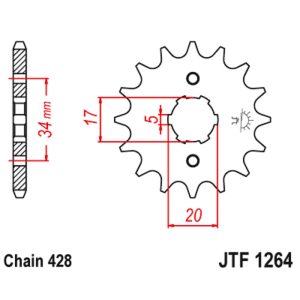 JT sprockets&chains - Γραναζι εμπρος 1264.14 XR125L/κιν παπι/Daytona Sonic 125/GTR 150 κτλ 14Δ JT