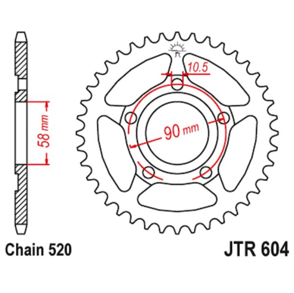 JT sprockets&chains - Γραναζι πισω 604.44 Honda CRM 125 44Δ JT