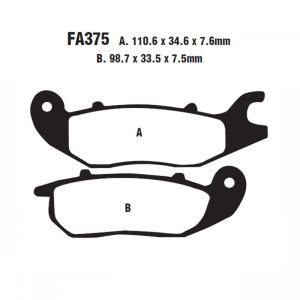 Adige - Brake pads FA375 ADIGE P249 ASX ORGANIC (INNOVA 125,MSX125 GROM,CBR125 08- front)