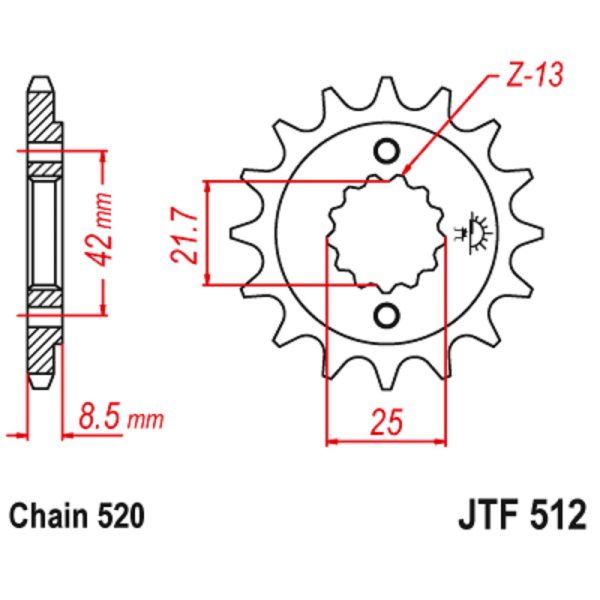 JT sprockets&chains - Γραναζι εμπρος 512.16 Kawasaki KLE500/GPZ 16Δ JT