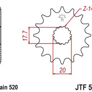 JT sprockets&chains - Γραναζι εμπρος 564.14 Yamaha WR200 JT