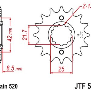 JT sprockets&chains - Γραναζι εμπρος 516.14 Kawasaki KLE250 ANHELO κτλ JT