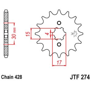 JT sprockets&chains - Sprocket front 274.13/273.13 Honda Astrea/Supra 13Δ JT