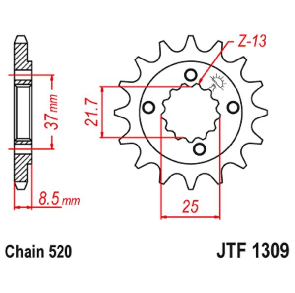 JT sprockets&chains - Sprocket front 1309.15 Honda XR650 93-16  JT