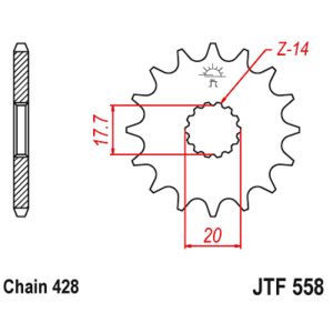 JT sprockets&chains - Sprocket front 558.17 Yamaha XVS 250 DRAGSTAR 20T JT