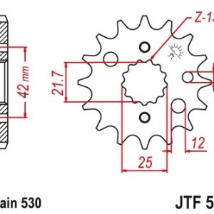 JT sprockets&chains - Γραναζι εμπρος 519.17 Suzuki GSXR1000 K9 17T (=513 / 566) JT
