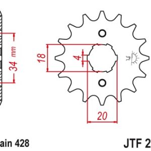 JT sprockets&chains - Γραναζι εμπρος 259.15 Honda XL/CB/KYMCO STRAIGHT 125/150 15Δ JT