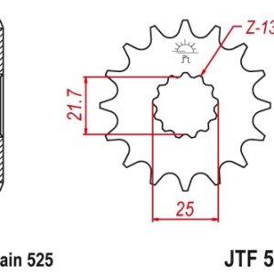 JT sprockets&chains - Γραναζι εμπρος 520.15 Suzuki Vstrom 15Δ JT