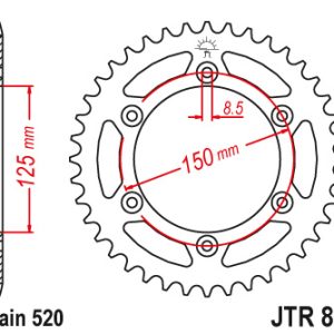 JT sprockets&chains - Γραναζι πισω 897.50 KTM EXC400 50Δ σιδερενιο JT