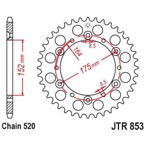 JT sprockets&chains - Γραναζι πισω 853.43 Yamaha DT200 κτλ JT