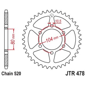 JT sprockets&chains - Γραναζι πισω 478.45 ZXR400/Ζ750 κτλ 45Δ JT