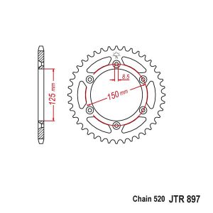 JT sprockets&chains - Γραναζι πισω 897.52 ΚΤΜ 52Δ JT