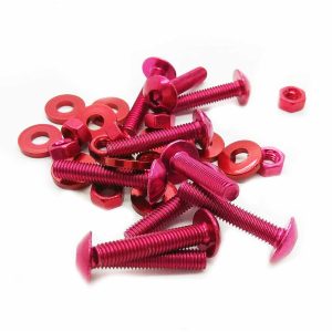 Others - Bolt red 5X25mm wide head 10pcs/set with nut