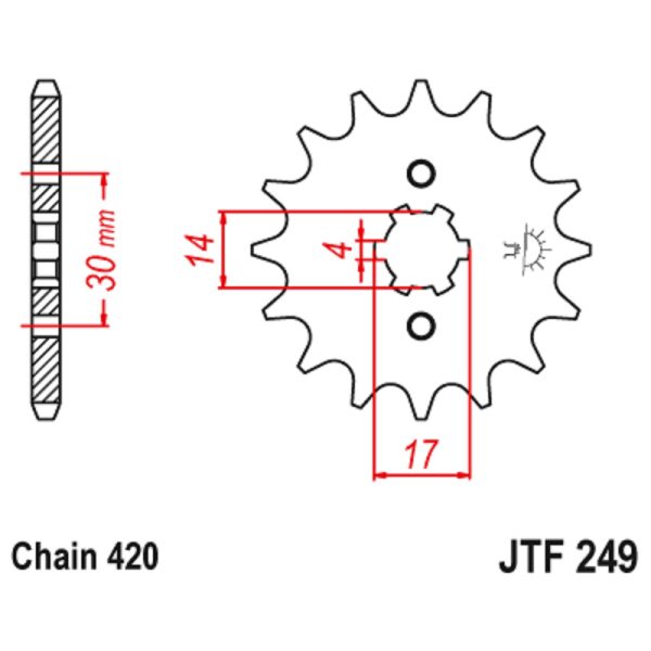JT sprockets&chains - Sprocket front 249.13 Kawasaki MAX100 13T JT(JTF253)