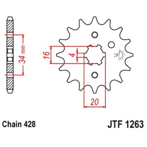 JT sprockets&chains - Γραναζι εμπρος 1263.15 Yamaha XT225 15T (=JTF263)