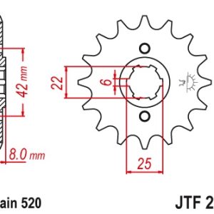 JT sprockets&chains - Γραναζι εμπρος 281.14 Honda XL250 14Δ JT