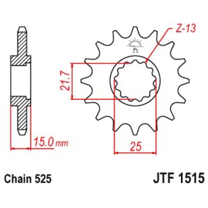 JT sprockets&chains - Γραναζι εμπρος 1515.15 Kawasaki ZX6-R-636 JT