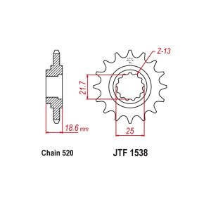JT sprockets&chains - Γραναζι εμπρος 1538.14  Kawasaki Z750 04+ 14 Δ JT