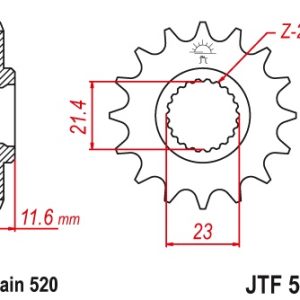 JT sprockets&chains - Γραναζι εμπρος 583.14 JT Yamaha TT250 κτλ 14Δ JT