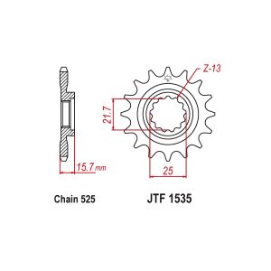 JT sprockets&chains - Γραναζι εμπρος 1535.15Δ Kawasaki ZX6R/ZZR600 JT