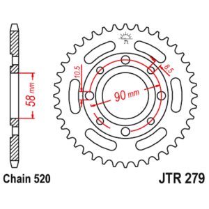 JT sprockets&chains - Γραναζι πισω 279.33 Honda Rebel 250 κτλ JT