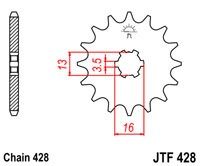 JT sprockets&chains - Γραναζι εμπρος 428.14 Suzuki FB100/TS/Shogun κτλ JT