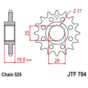 JT sprockets&chains - Γραναζι εμπρος 704.16 BMW F800 JT