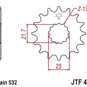 JT sprockets&chains - Γραναζι εμπρος 440.15 Suzuki GSXR1100 (σαν το 513 αλλα αυτο ειναι 532 βημα) JT