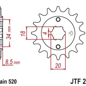 JT sprockets&chains - Γραναζι εμπρος 270.15 Honda REBEL 125/REBEL 250/CM 250 15Δ JT
