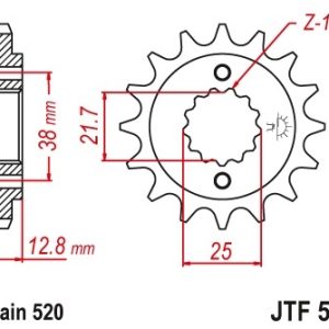 JT sprockets&chains - Γραναζι εμπρος 511.14 Kawasaki KLR650/KLX650 14Δ JT