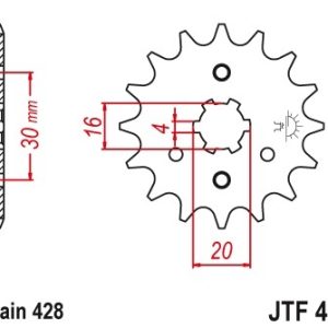 JT sprockets&chains - Sprocket front 417.15 Kawasaki EL125/Modenas Jaguh 175 JT