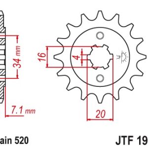 JT sprockets&chains - Γραναζι εμπρος 1903.14 KTM 14Δ JT