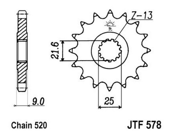 JT sprockets&chains - Γραναζι εμπρος 578.16 Yamaha XTZ750 SUPER TENERE κτλ JT