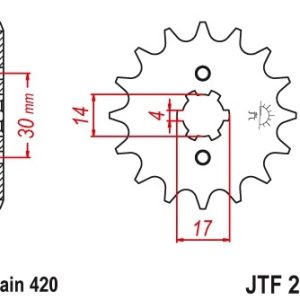 JT sprockets&chains - Γραναζι εμπρος 249.14 Kawasaki Max 100/Kymco Jetix 125(420) 14Δ JT(JTF253)