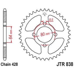 JT sprockets&chains - Γραναζι πισω 838.39 Yamaha Crypton 39Δ μαυρο JT