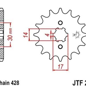 JT sprockets&chains - Sprocket front 273,14 Honda Supra X 125 std JT