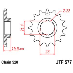JT sprockets&chains - Γραναζι εμπρος 577.14 Yamaha XT600 14T JT
