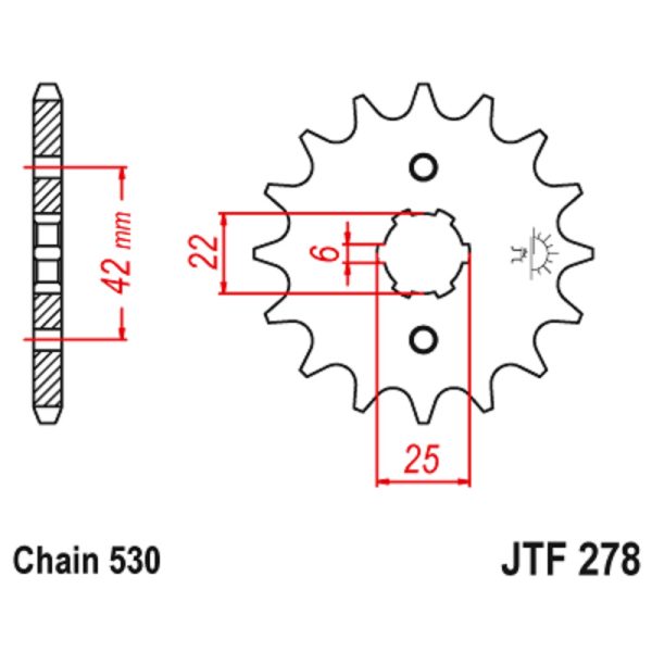 JT sprockets&chains - Sprocket front 278.15 Honda CB250N/CB400/CB450/CM400/CM450 15T JT