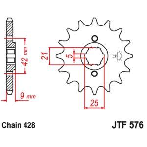 JT sprockets&chains - Γραναζι εμπρος 576.19 Yamaha XT350 16Δ JT