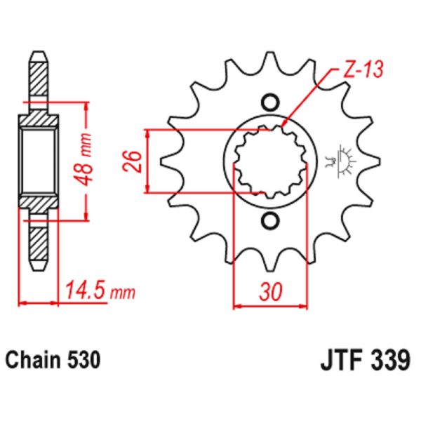 JT sprockets&chains - Γραναζι εμπρος 339.18 JT