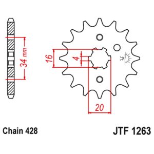 JT sprockets&chains - Γραναζι εμπρος 1263.16 16Δ JT