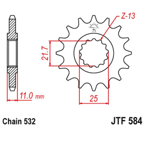JT sprockets&chains - Γραναζι εμπρος 584.16 16Δ JT