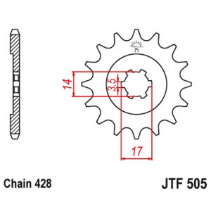 JT sprockets&chains - Γραναζι εμπρος 505.14  Kawasaki Kazer/Kriss/Kristar/Dinamik 14Δ JT