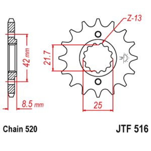 JT sprockets&chains - Γραναζι εμπρος 516.16 JT