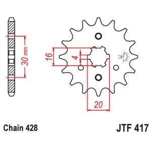 JT sprockets&chains - Γραναζι εμπρος 417.14 14Δ JT