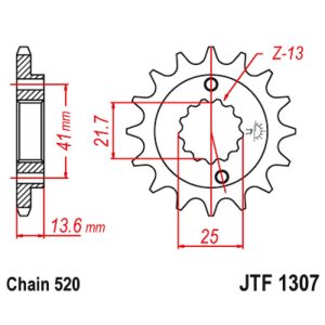 JT sprockets&chains - Γραναζι εμπρος 1307.15 JT